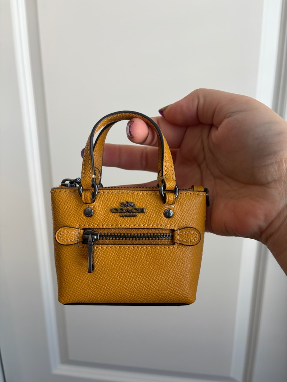 Coach Mini Pebbled Leather Tote in Mustard (Purse Charm)